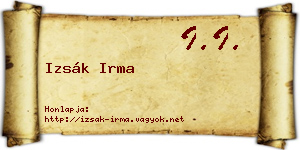 Izsák Irma névjegykártya